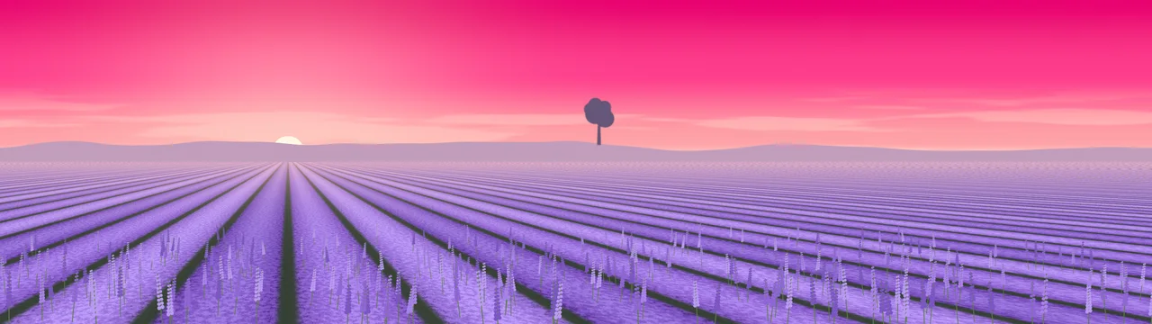 Hot Pink Lavender Field dual monitor wallpaper, 7680 × 2160