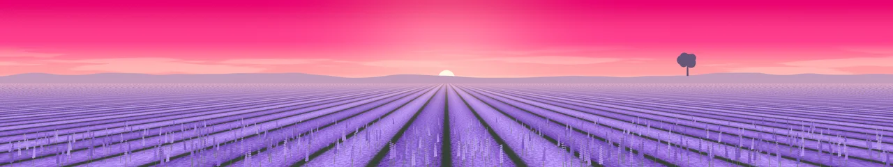 Hot Pink Lavender Field triple monitor wallpaper, 7680 × 1440