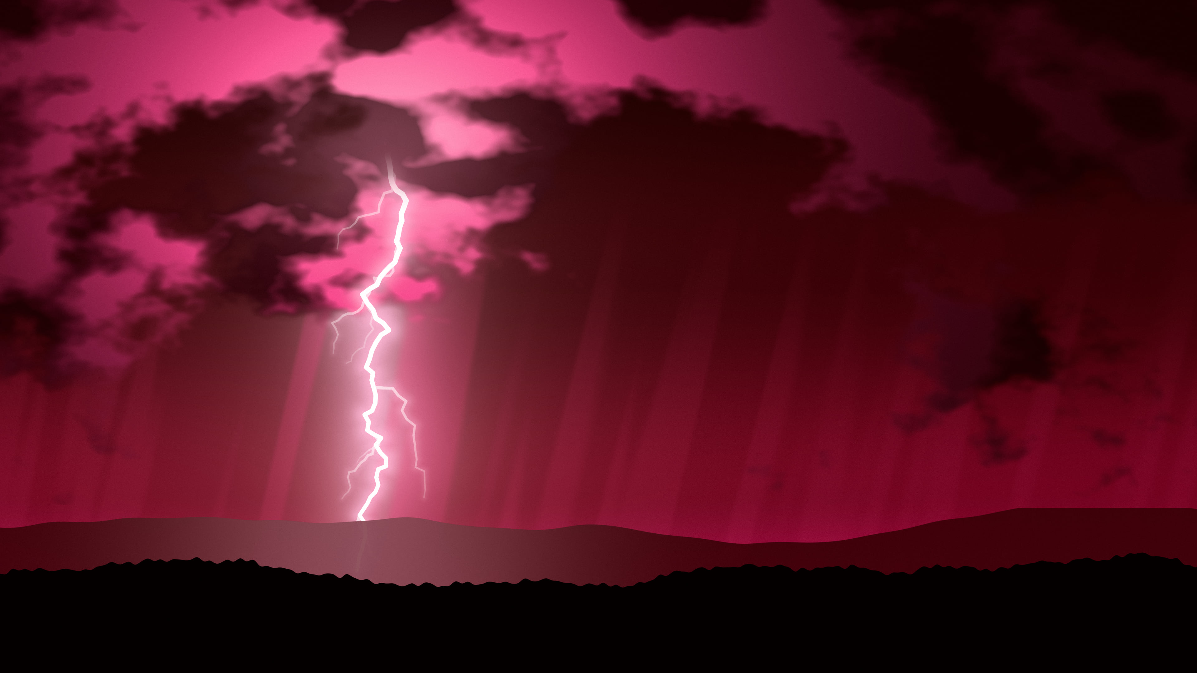 Hot Pink Lightning Storm desktop wallpaper in 4K
