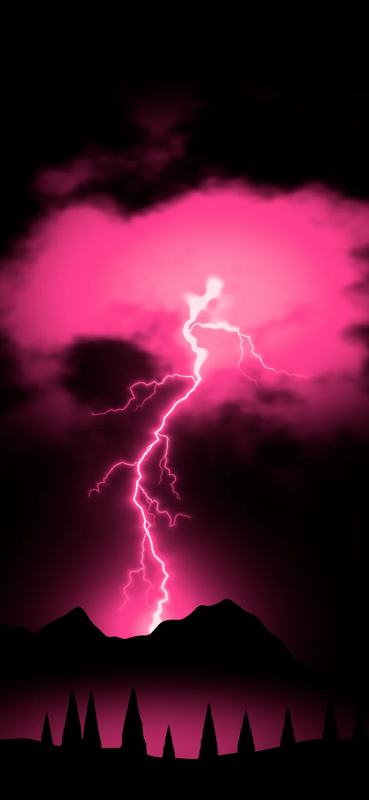 Hot Pink Lightning Strike on Black wallpaper for iPhone and Android