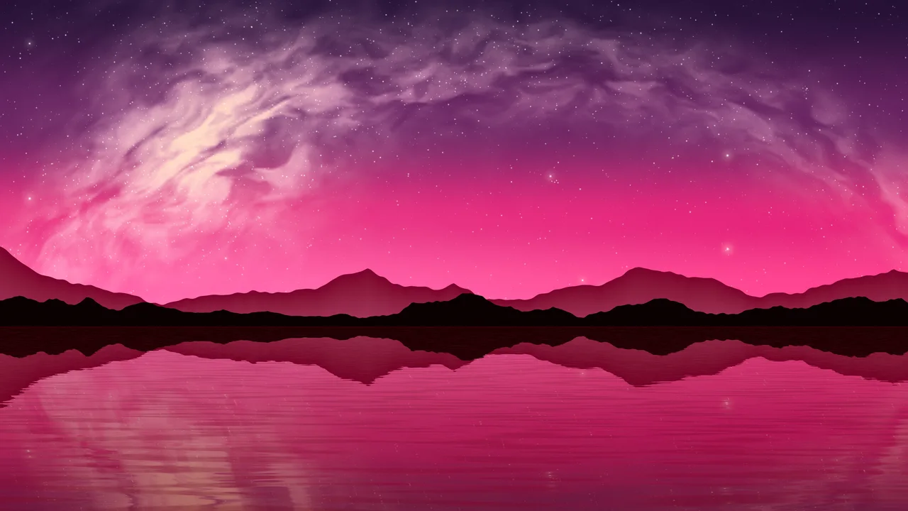 Hot Pink Milky Way over a Lake desktop wallpaper in 4K