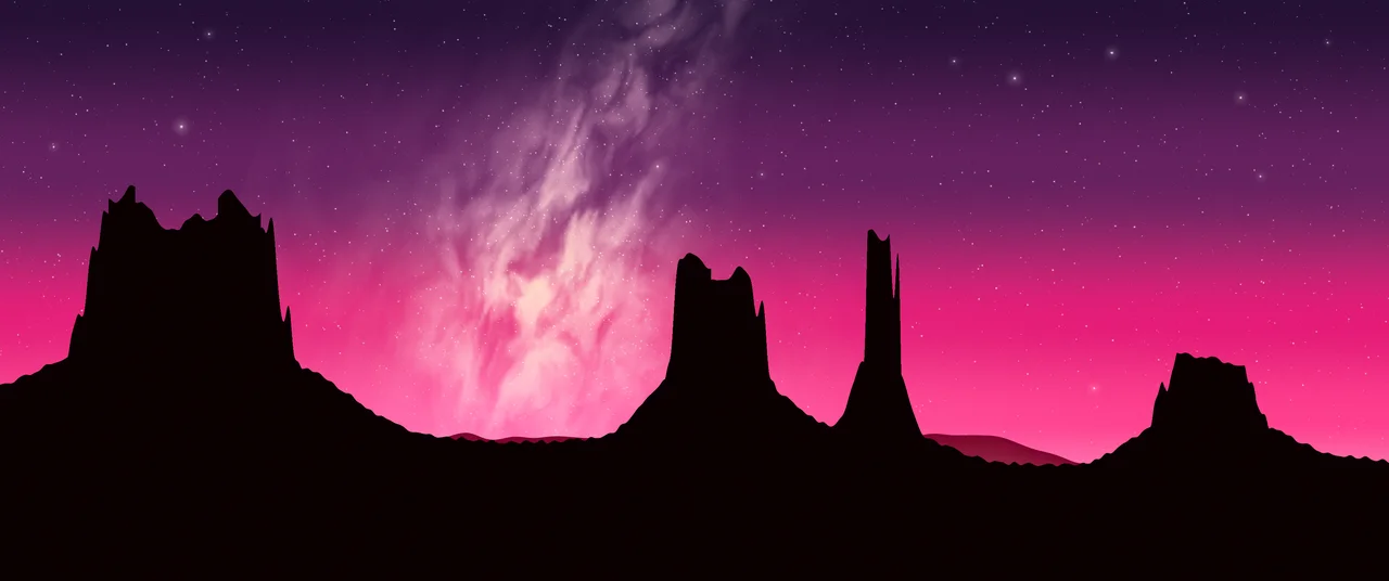 Hot Pink Milky Way over the Desert ultrawide wallpaper, 3440 × 1440