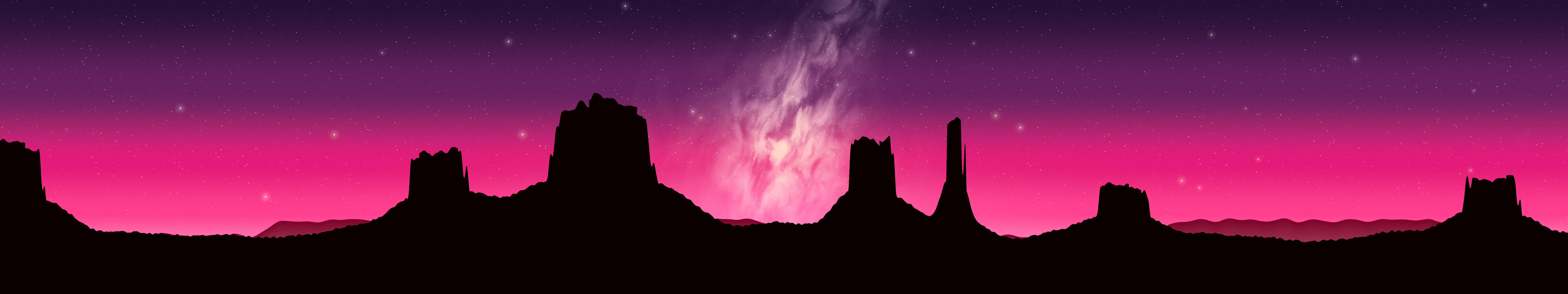 Hot Pink Milky Way over the Desert triple monitor wallpaper, 7680 × 1440