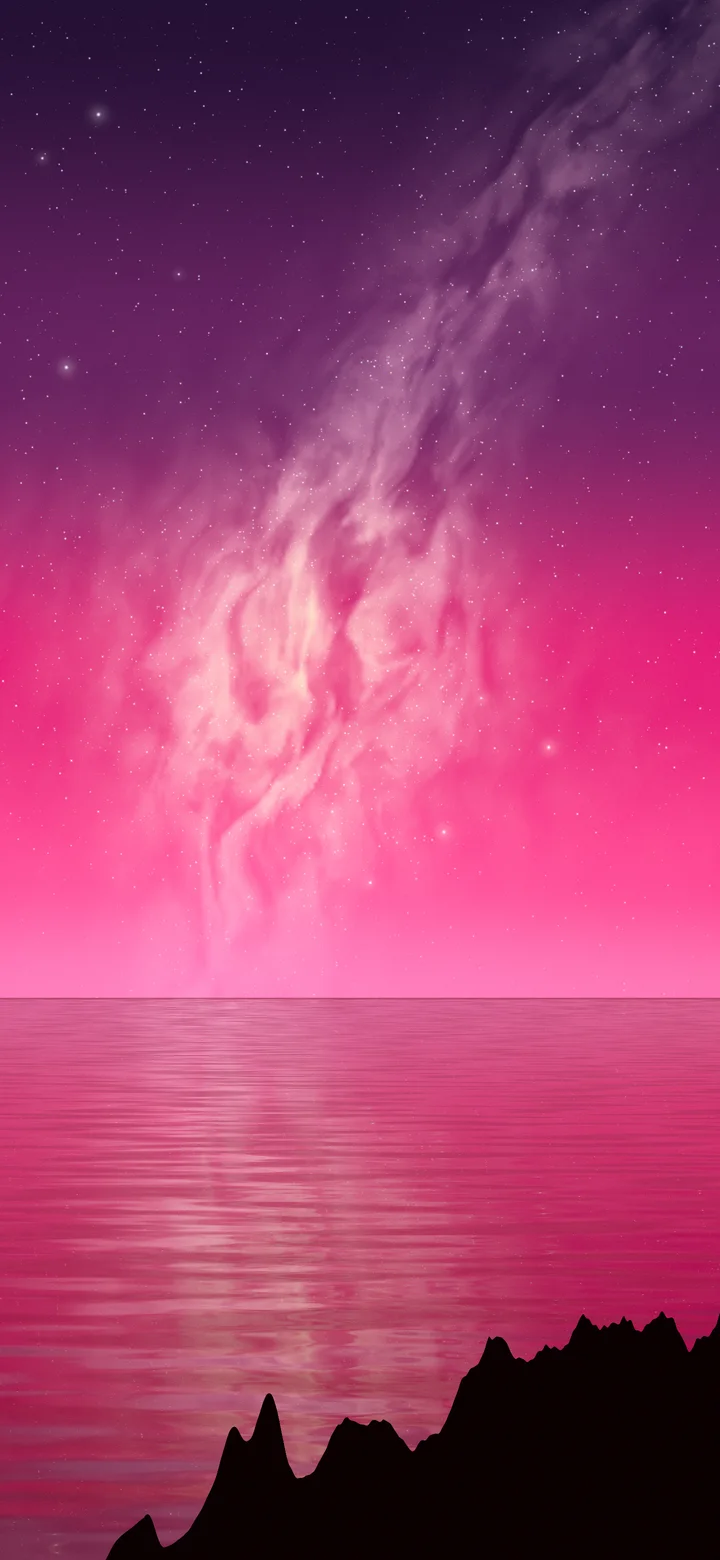Hot Pink Milky Way over the Ocean wallpaper for iPhone and Android