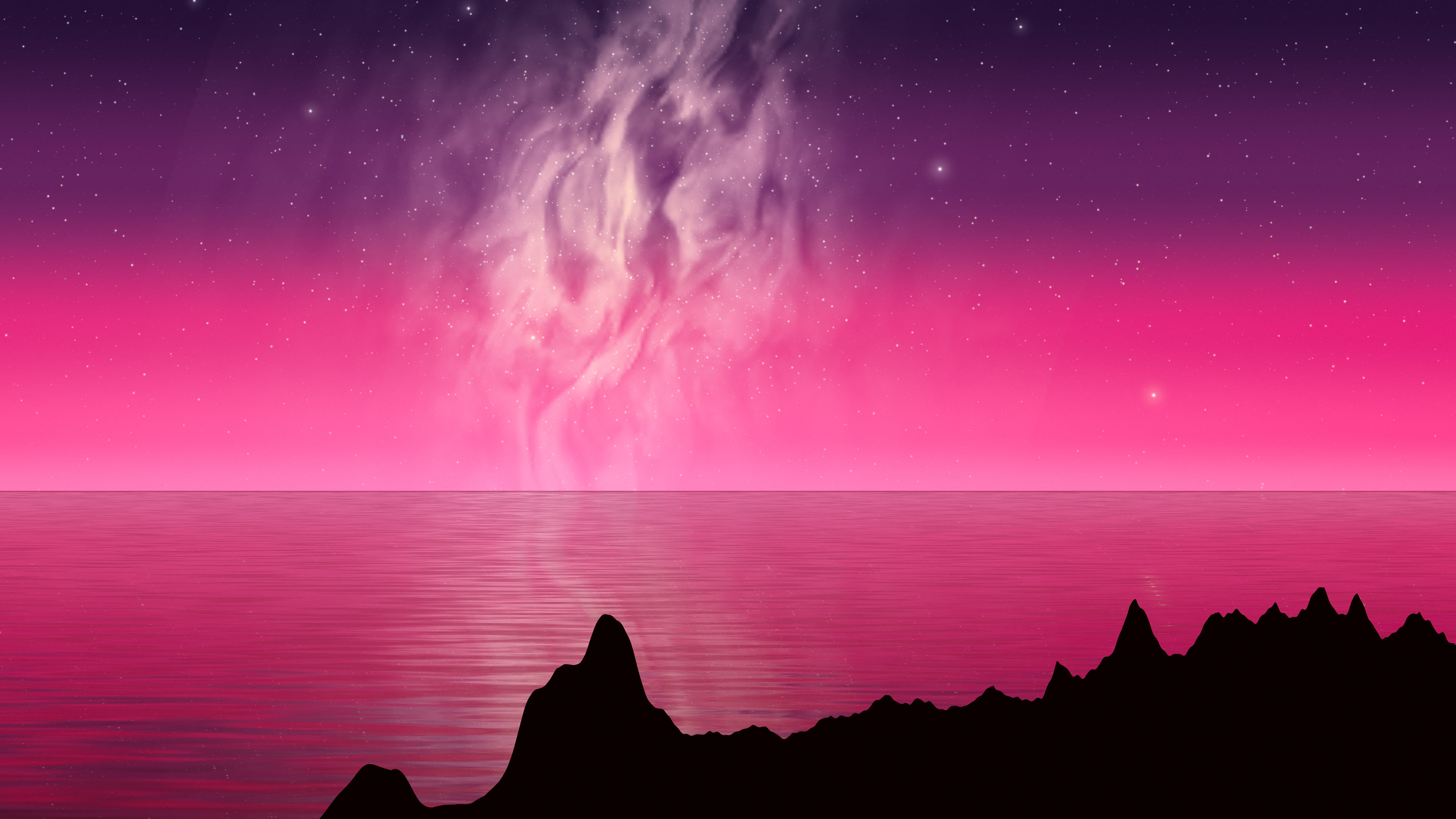 Hot Pink Milky Way over the Ocean desktop wallpaper in 4K