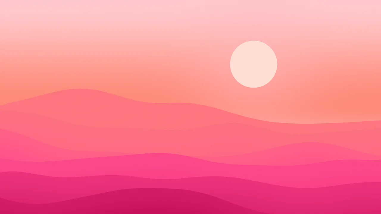 Hot Pink Minimalist Desert Dunes desktop wallpaper in 4K