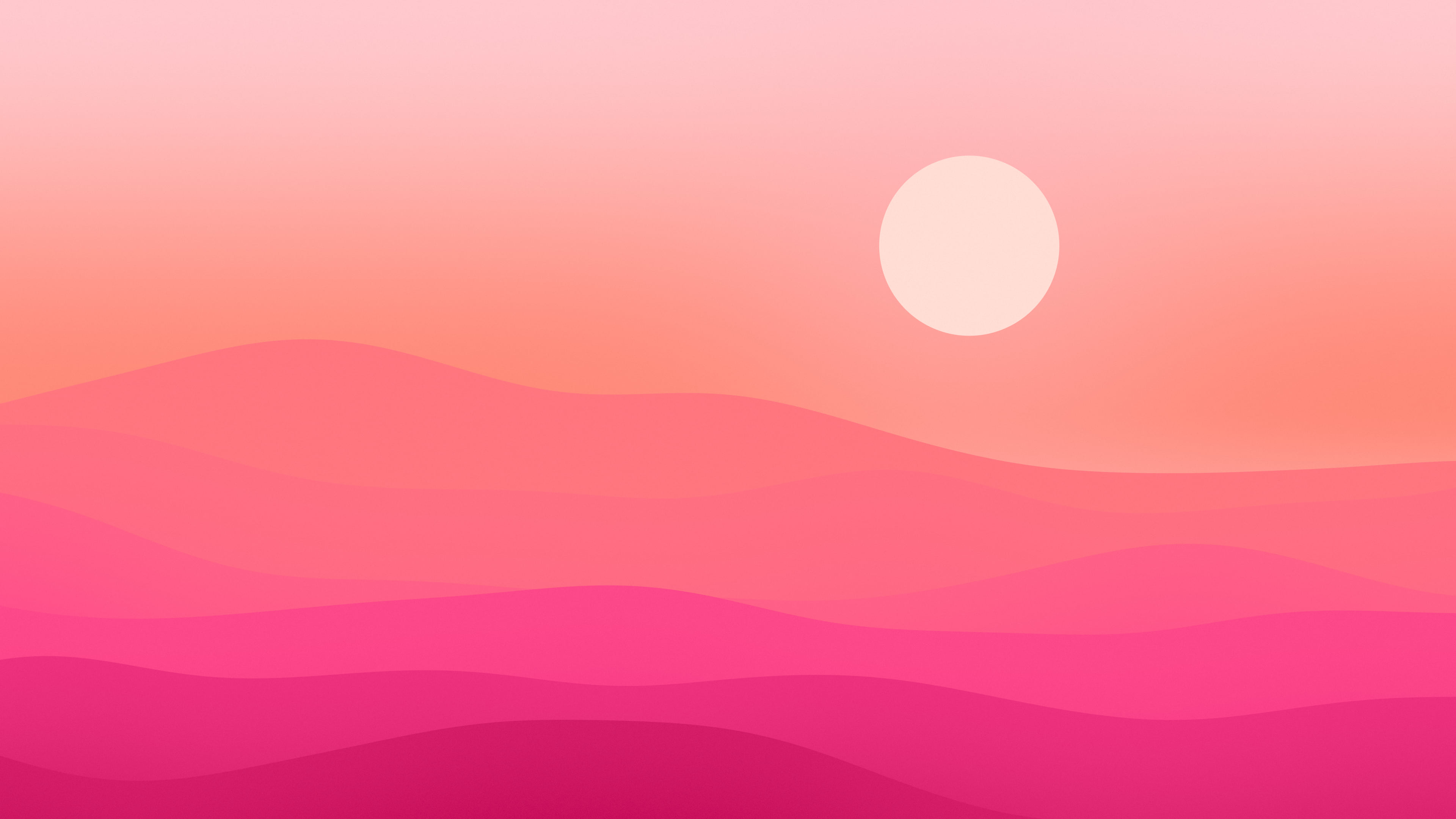 Hot Pink Minimalist Desert Dunes desktop wallpaper in 4K