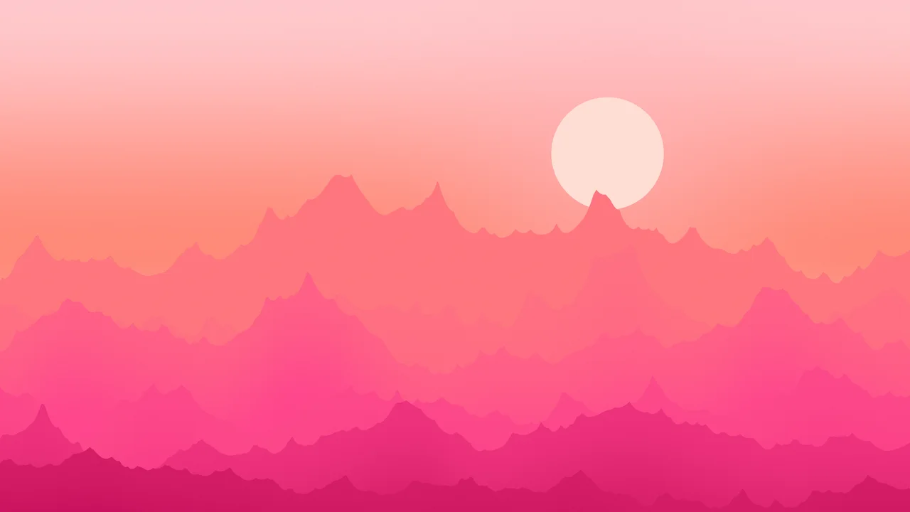 Hot Pink Minimalist Mountain Landscape desktop wallpaper in 4K