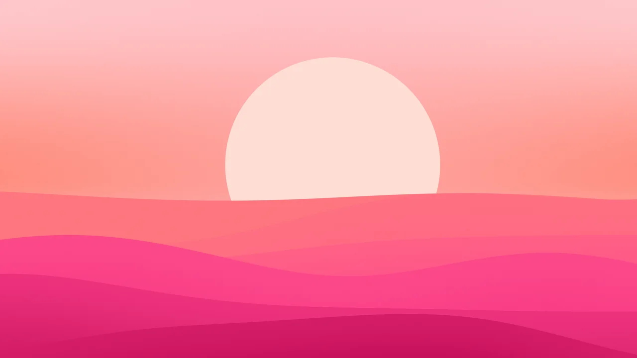 Hot Pink Minimalist Sunset Hills desktop wallpaper in 4K