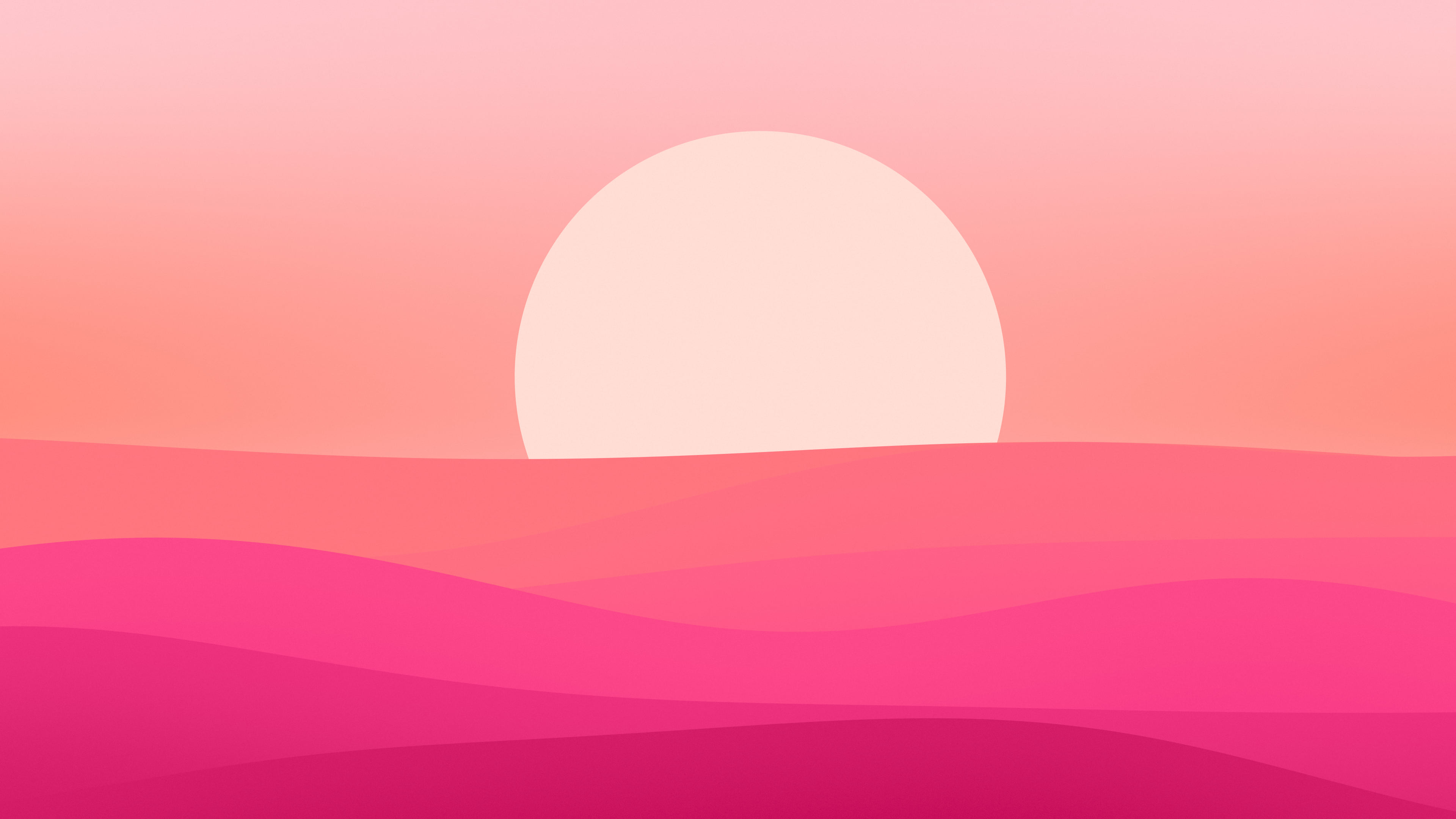 Hot Pink Minimalist Sunset Hills desktop wallpaper in 4K