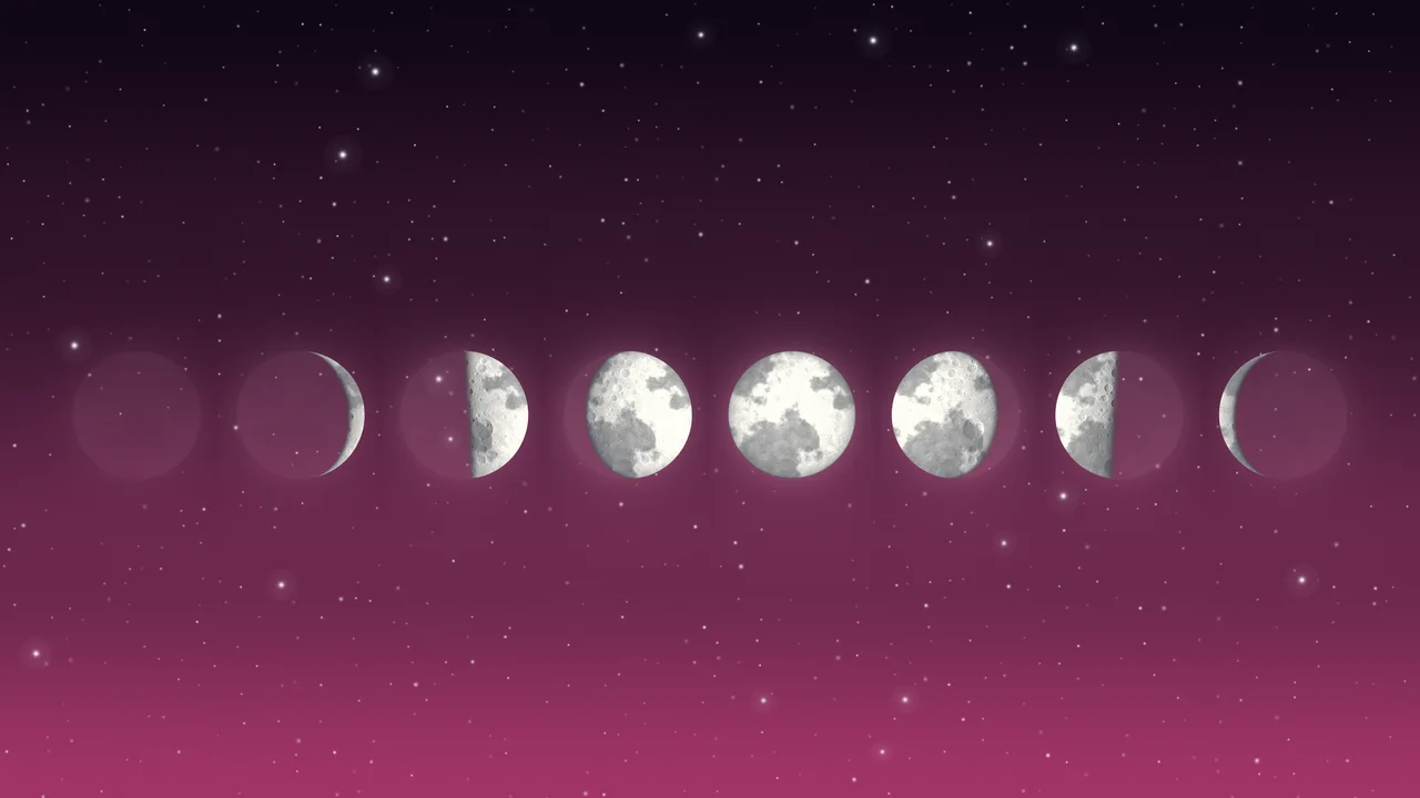 Hot Pink Moon Phases desktop wallpaper in 4K