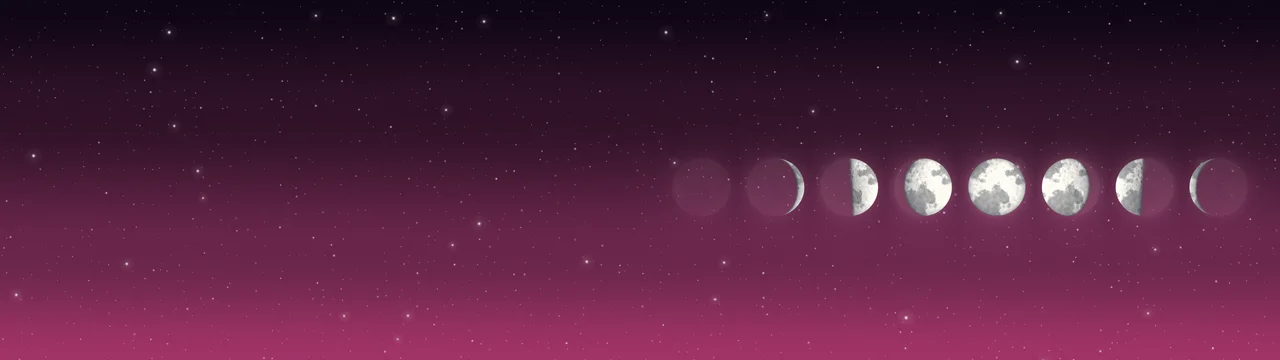 Hot Pink Moon Phases dual monitor wallpaper, 7680 × 2160