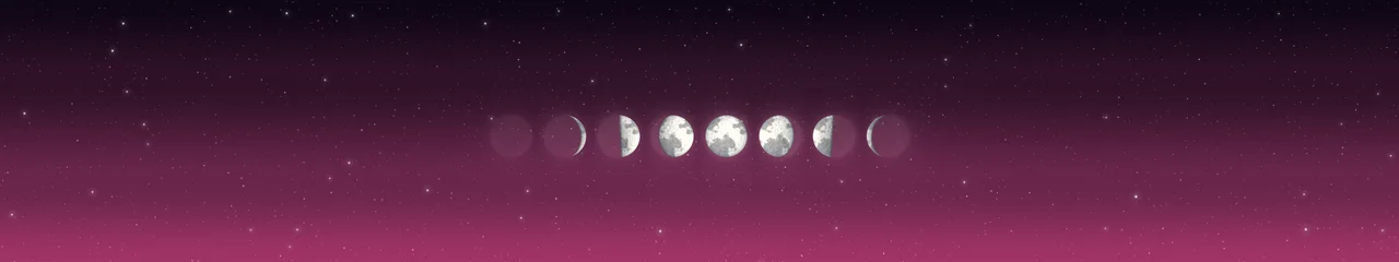 Hot Pink Moon Phases triple monitor wallpaper, 7680 × 1440
