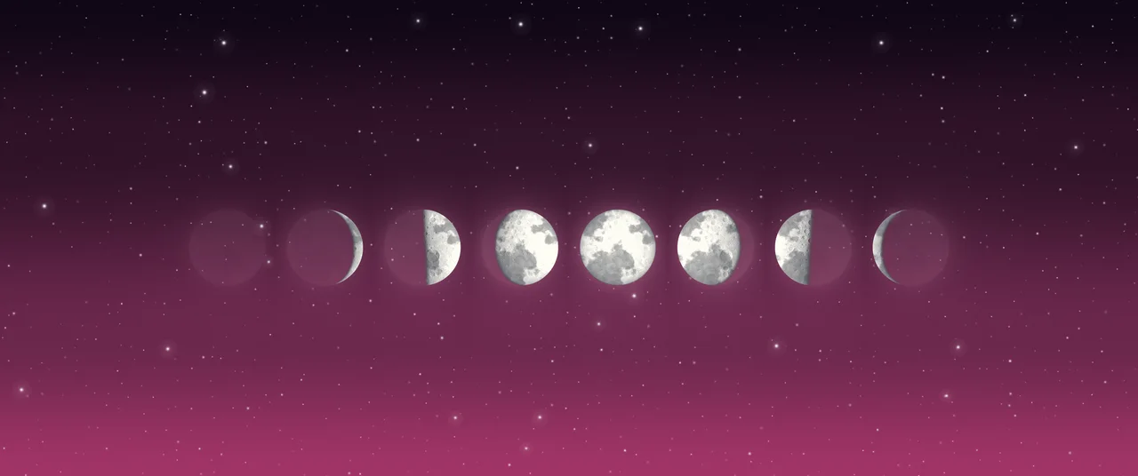 Hot Pink Moon Phases ultrawide wallpaper, 3440 × 1440