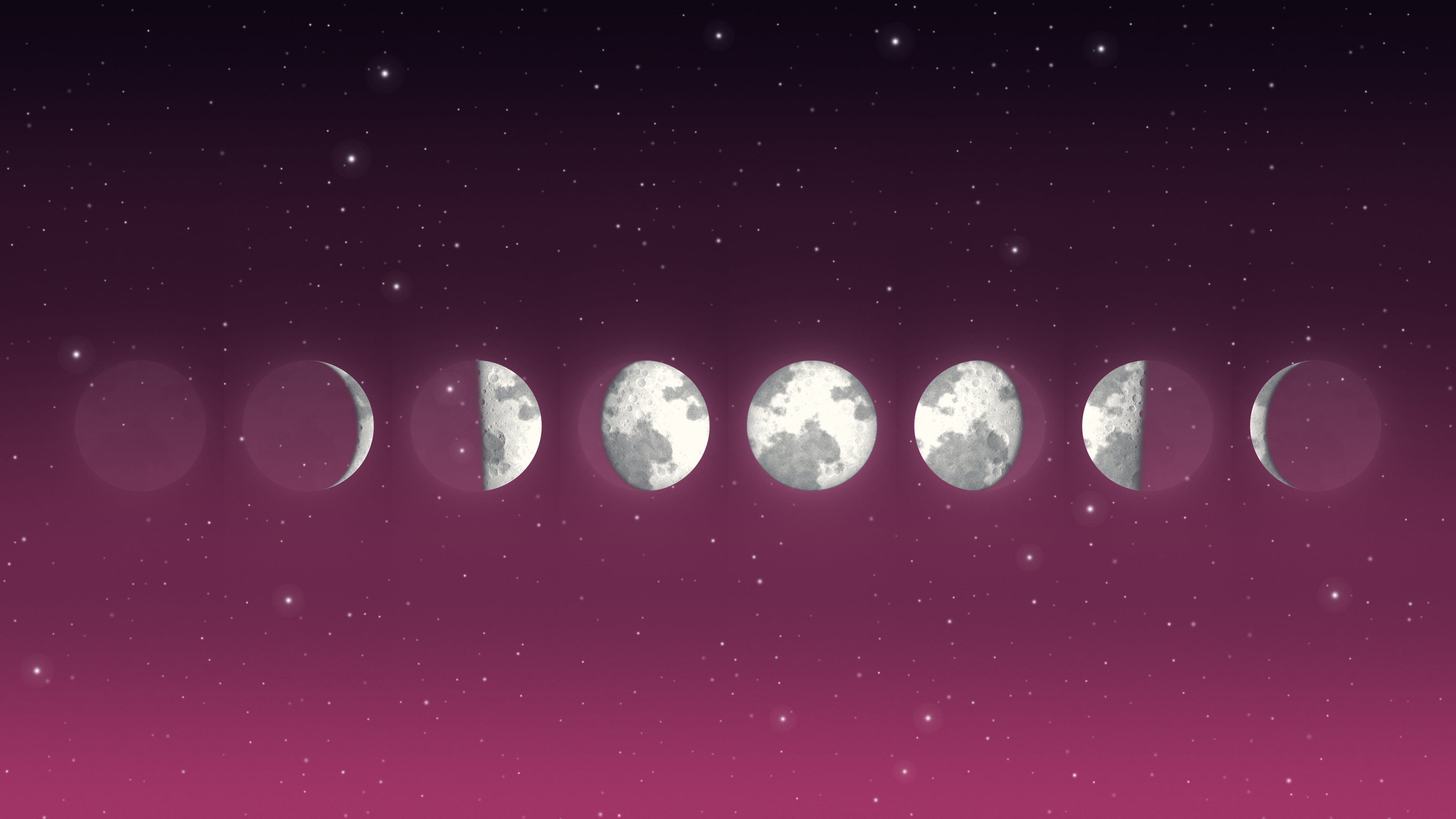Hot Pink Moon Phases desktop wallpaper in 4K