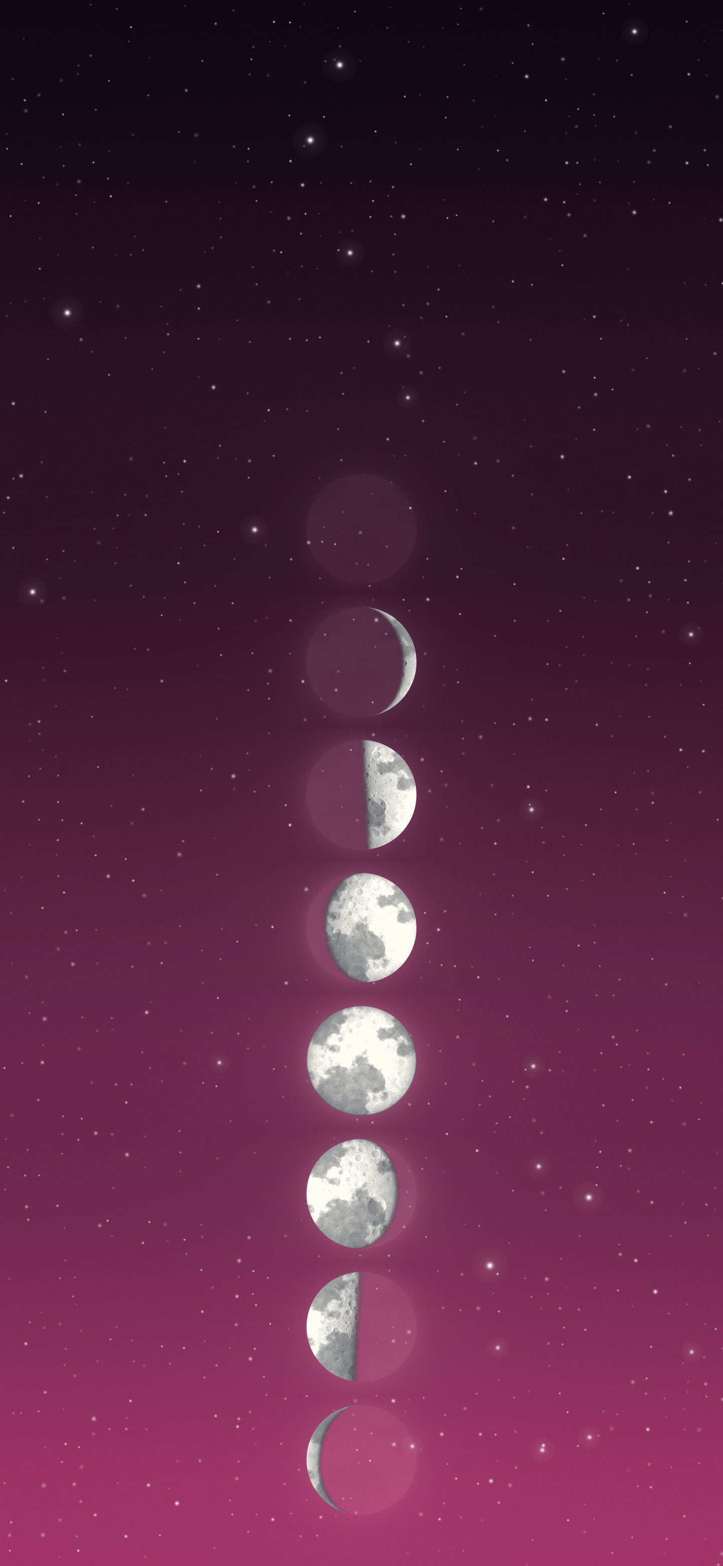 Hot Pink Moon Phases wallpaper for iPhone and Android