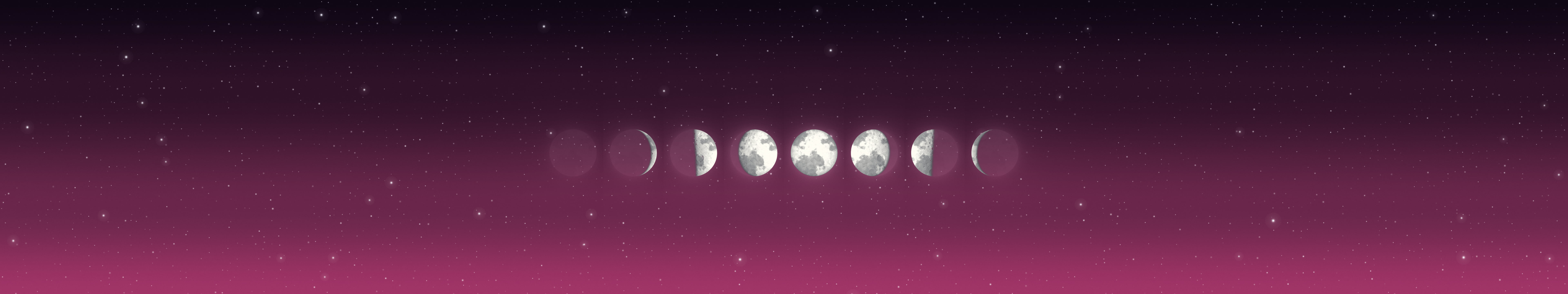 Hot Pink Moon Phases triple monitor wallpaper, 7680 × 1440