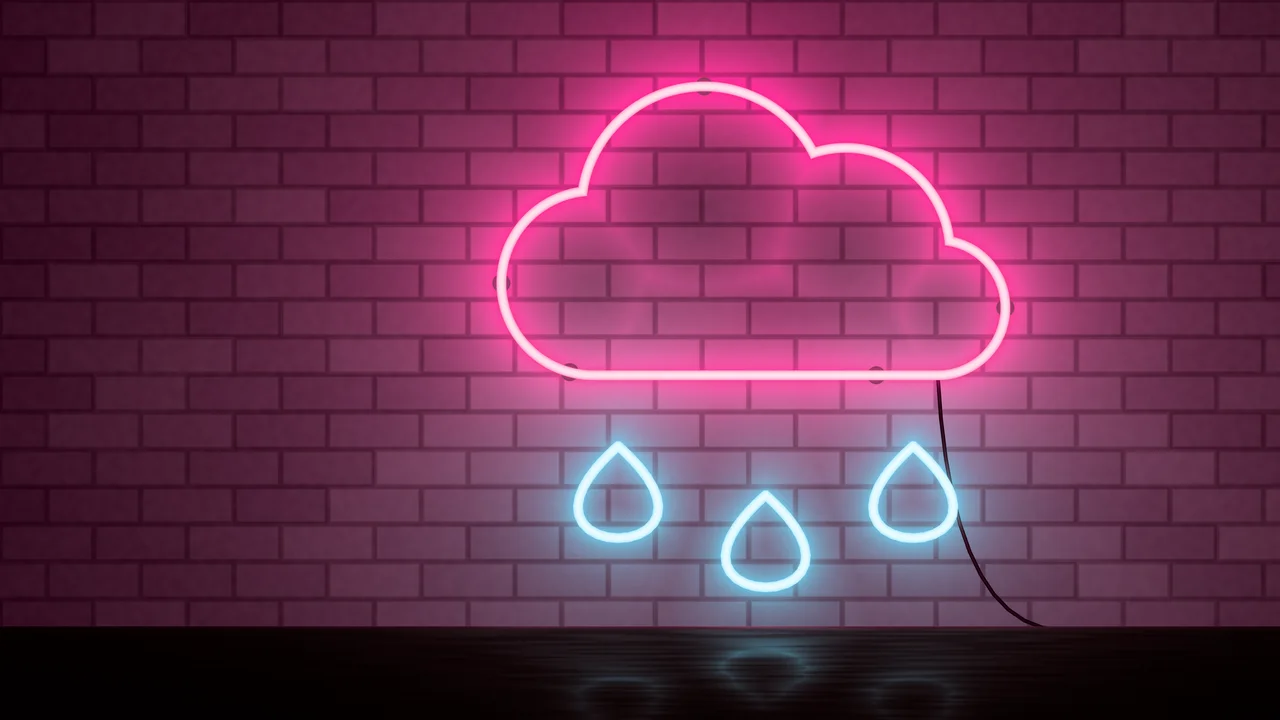 Hot Pink Neon Cloud desktop wallpaper in 4K