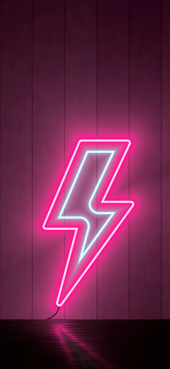 Hot Pink Neon Lightning Bolt wallpaper for iPhone and Android