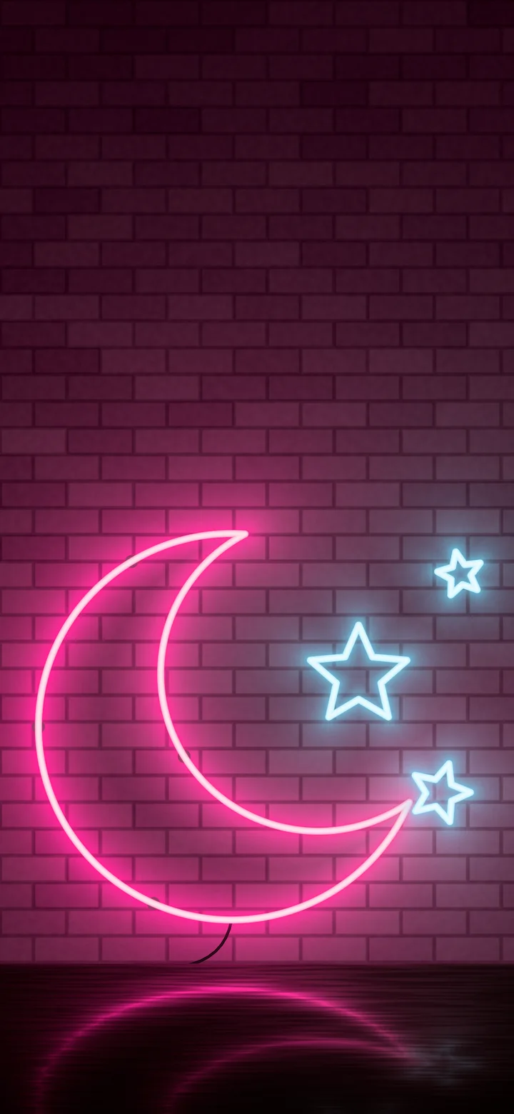 Hot Pink Neon Moon wallpaper for iPhone and Android