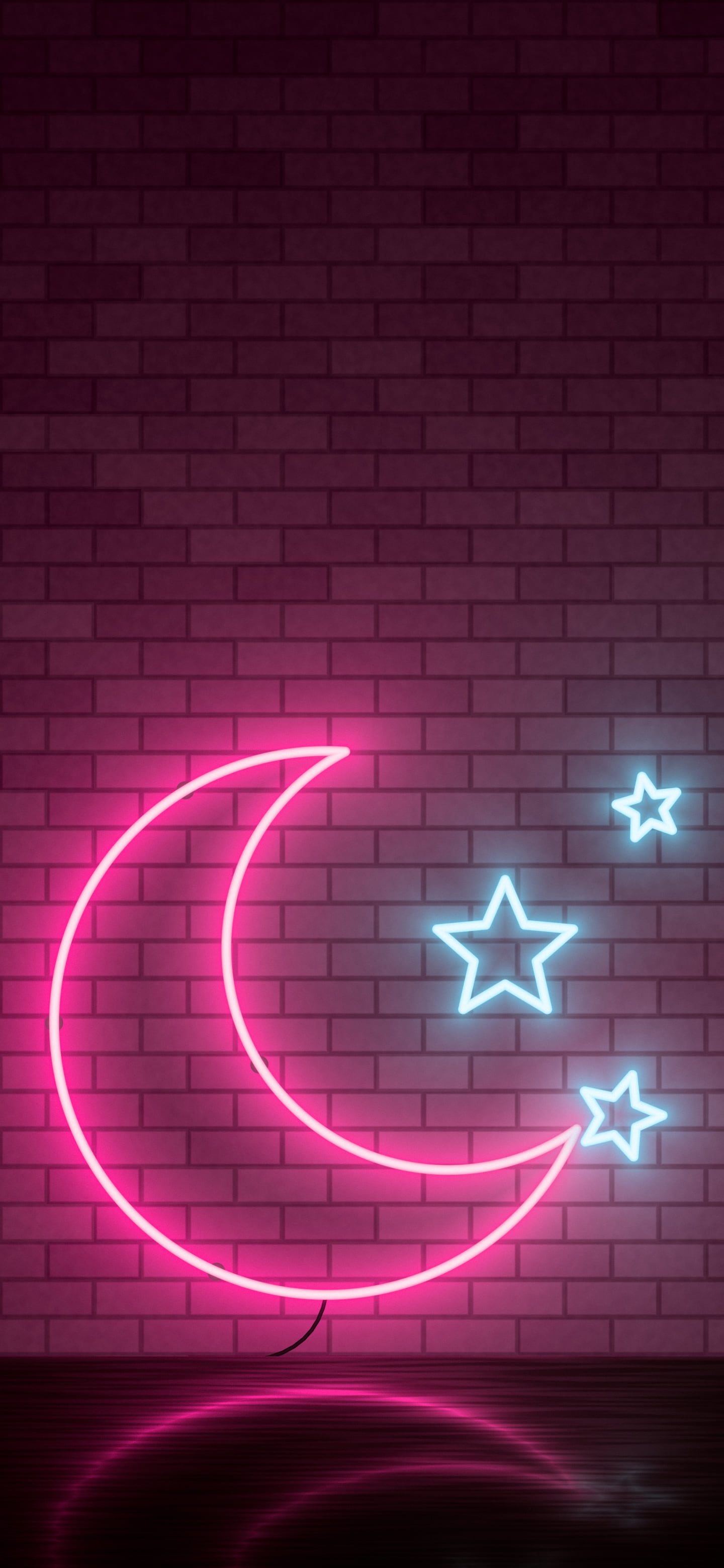 Hot Pink Neon Moon wallpaper for iPhone and Android