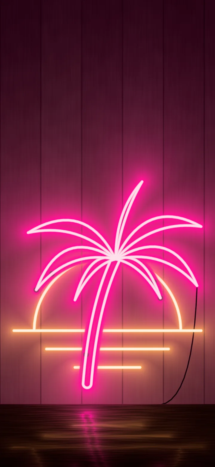 Hot Pink Neon Palm Tree wallpaper for iPhone and Android