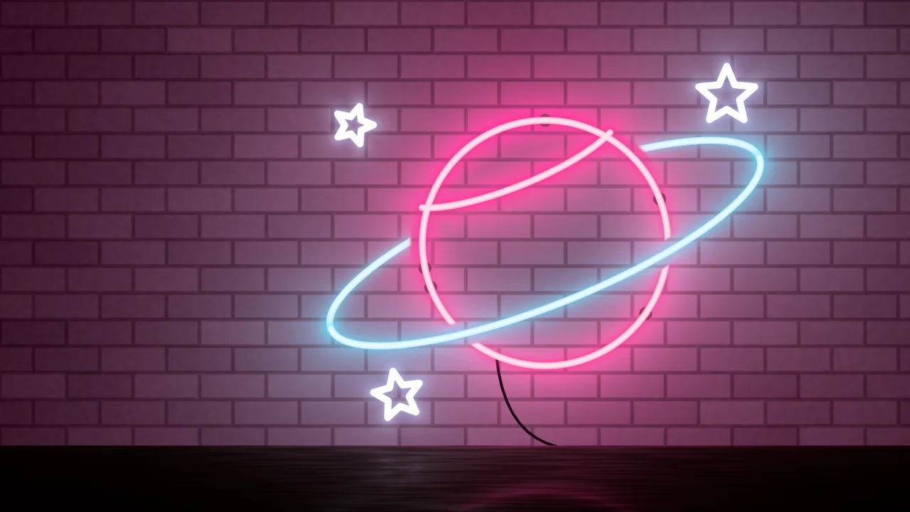 Hot Pink Neon Planet desktop wallpaper in 4K