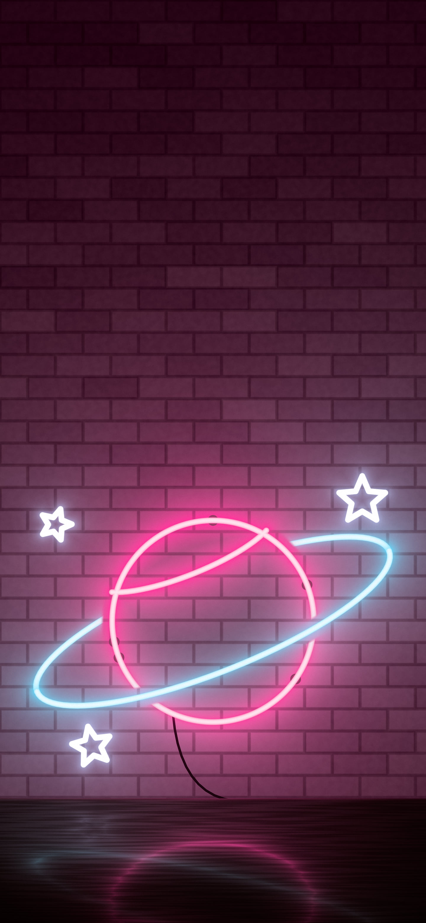 Hot Pink Neon Planet wallpaper for iPhone and Android