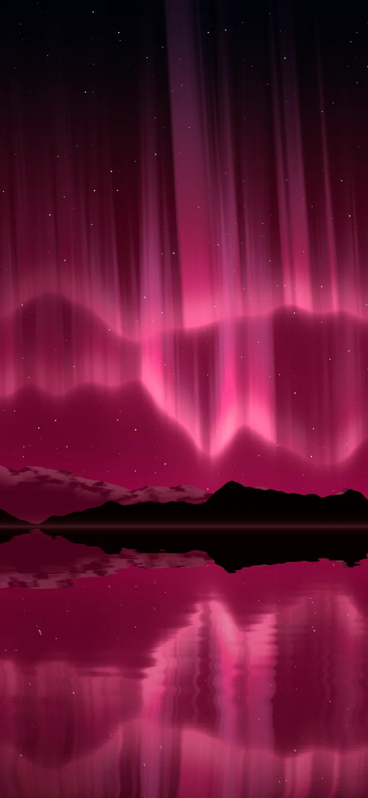 Hot Pink Northern Lights over a Lake wallpaper for iPhone and Android
