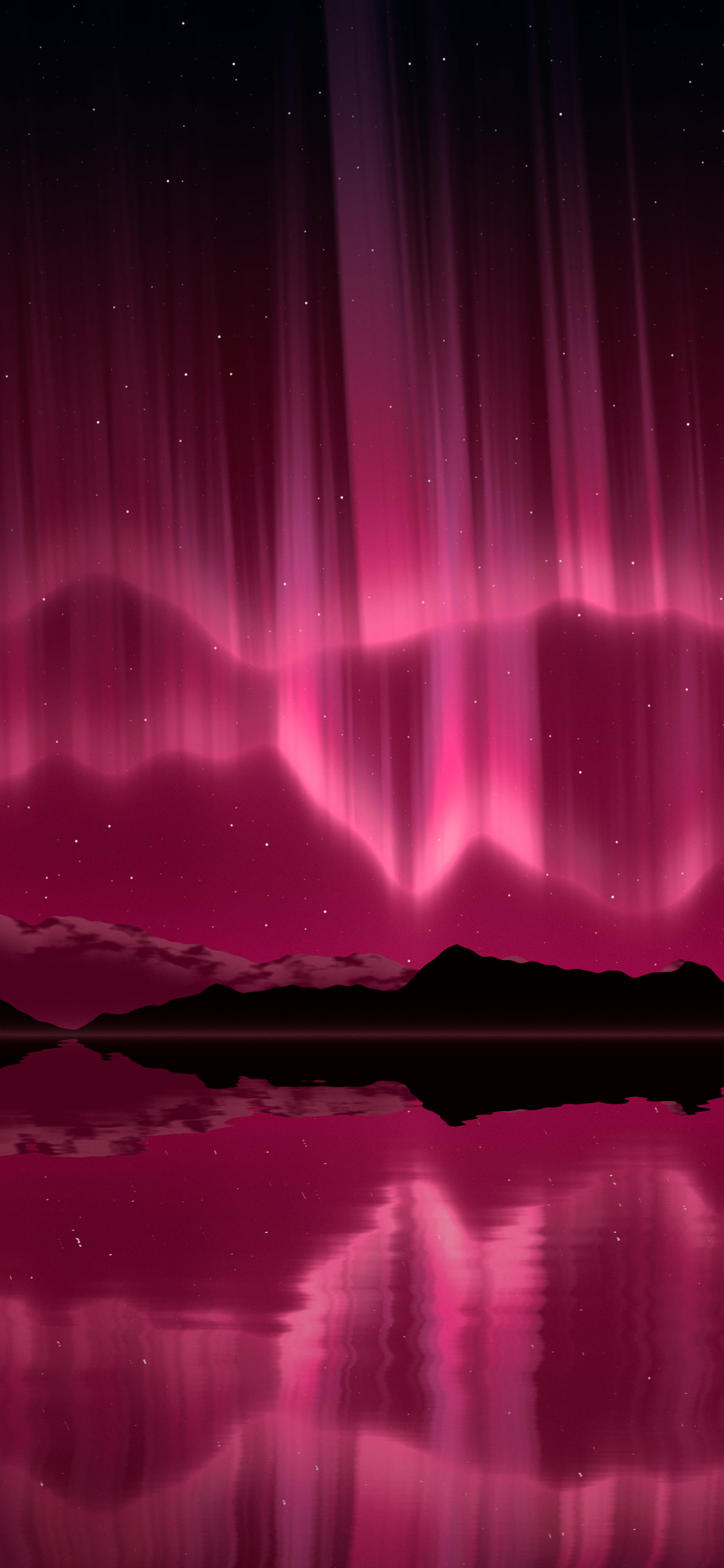Hot Pink Northern Lights over a Lake wallpaper for iPhone and Android