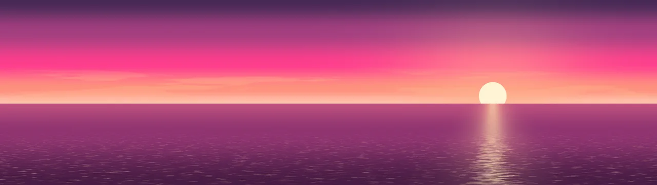 Hot Pink Ocean Sunset dual monitor wallpaper, 7680 × 2160