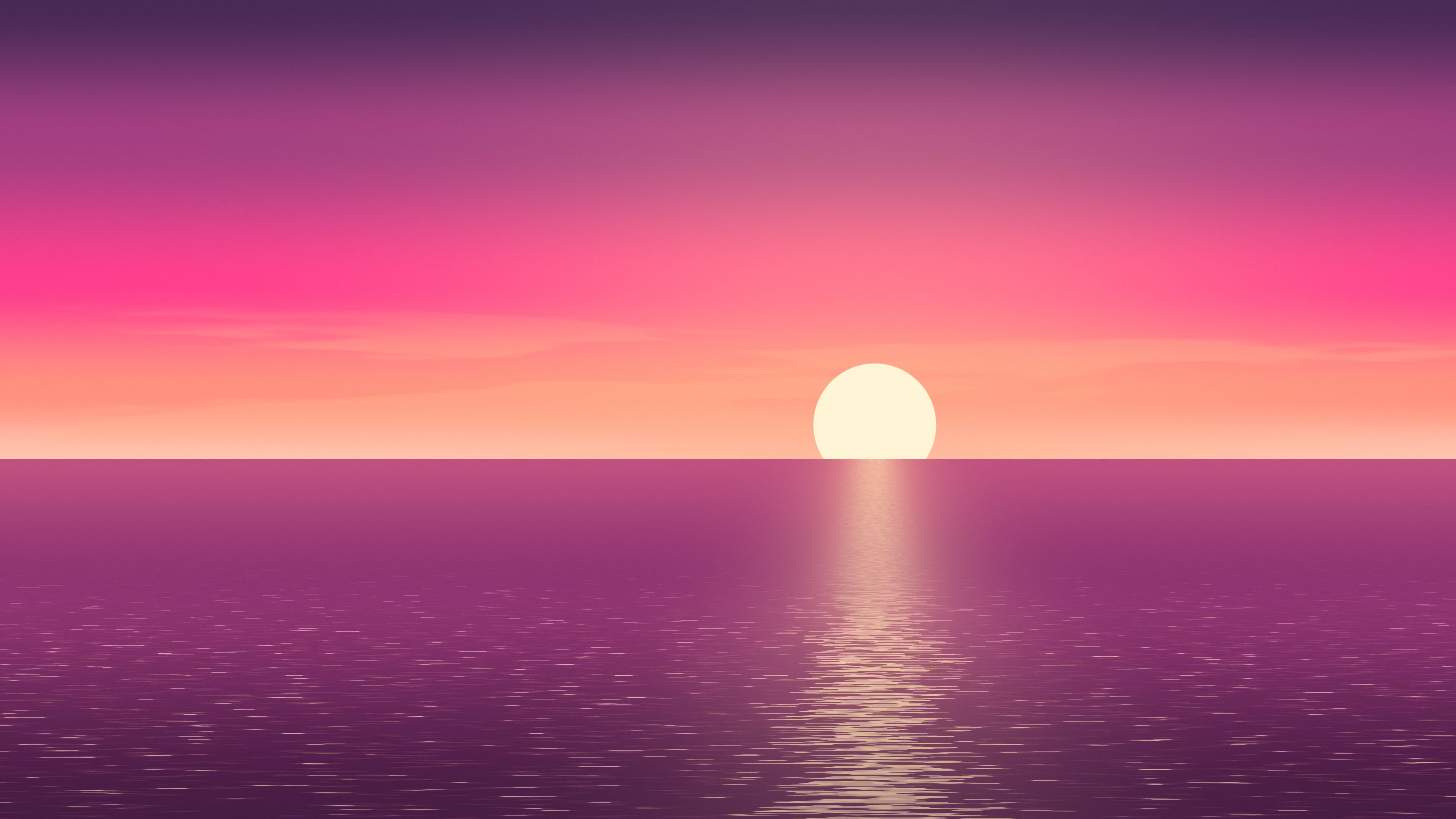 Hot Pink Ocean Sunset desktop wallpaper in 4K