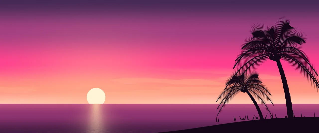 Hot Pink Palm Tree Sunset ultrawide wallpaper, 3440 × 1440