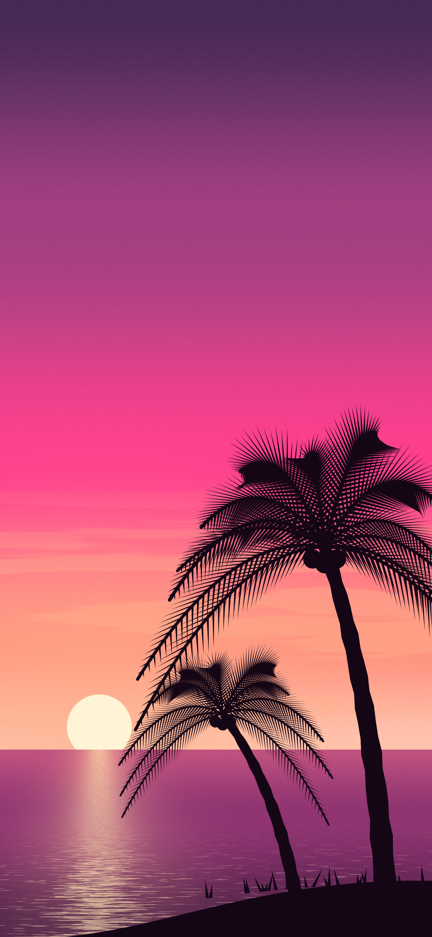 Hot Pink Palm Tree Sunset wallpaper for iPhone and Android