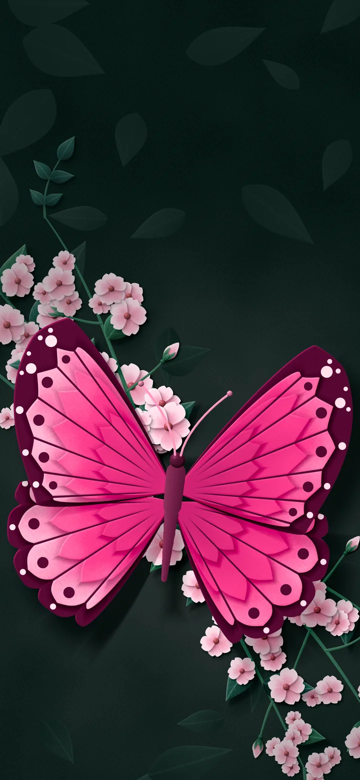 Hot Pink Paper Butterfly wallpaper for iPhone and Android