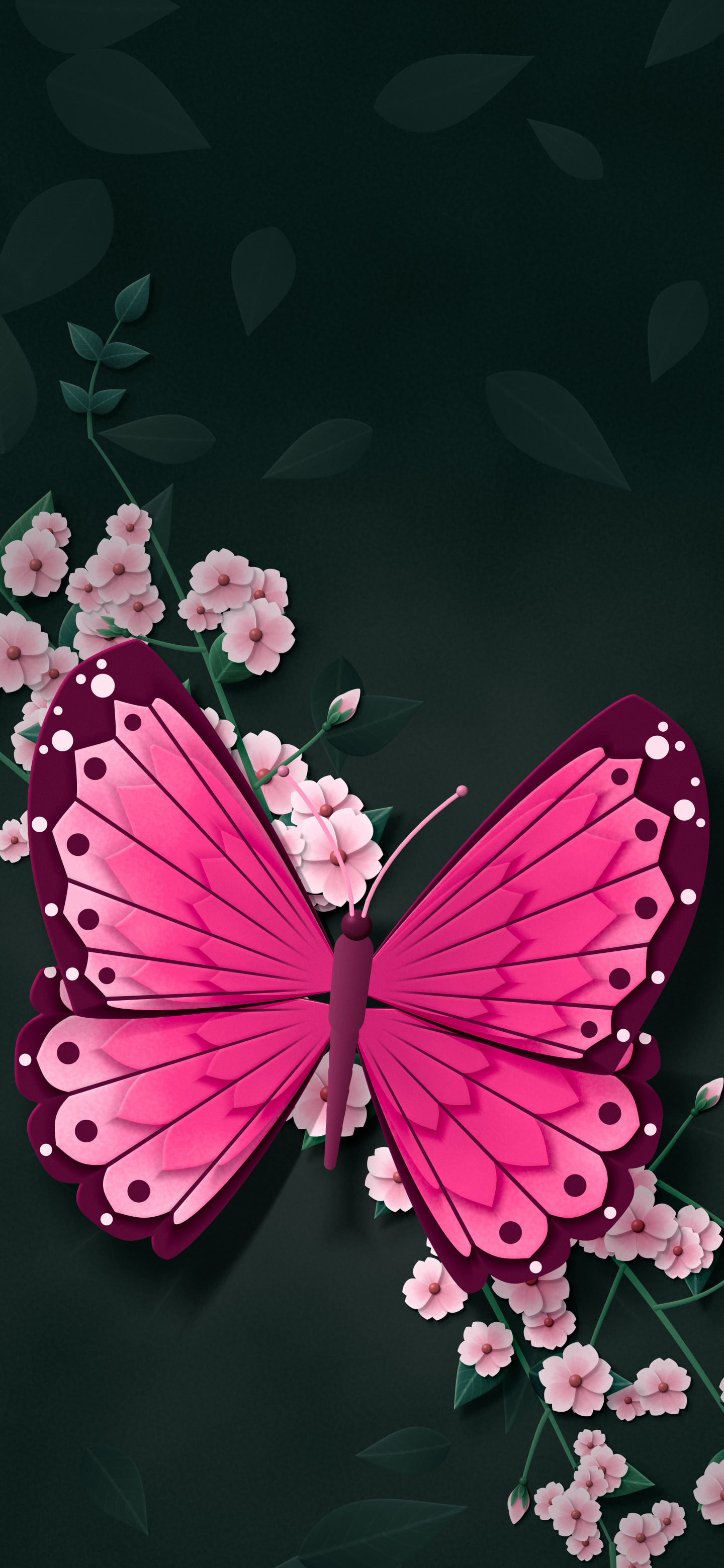 Hot Pink Paper Butterfly wallpaper for iPhone and Android