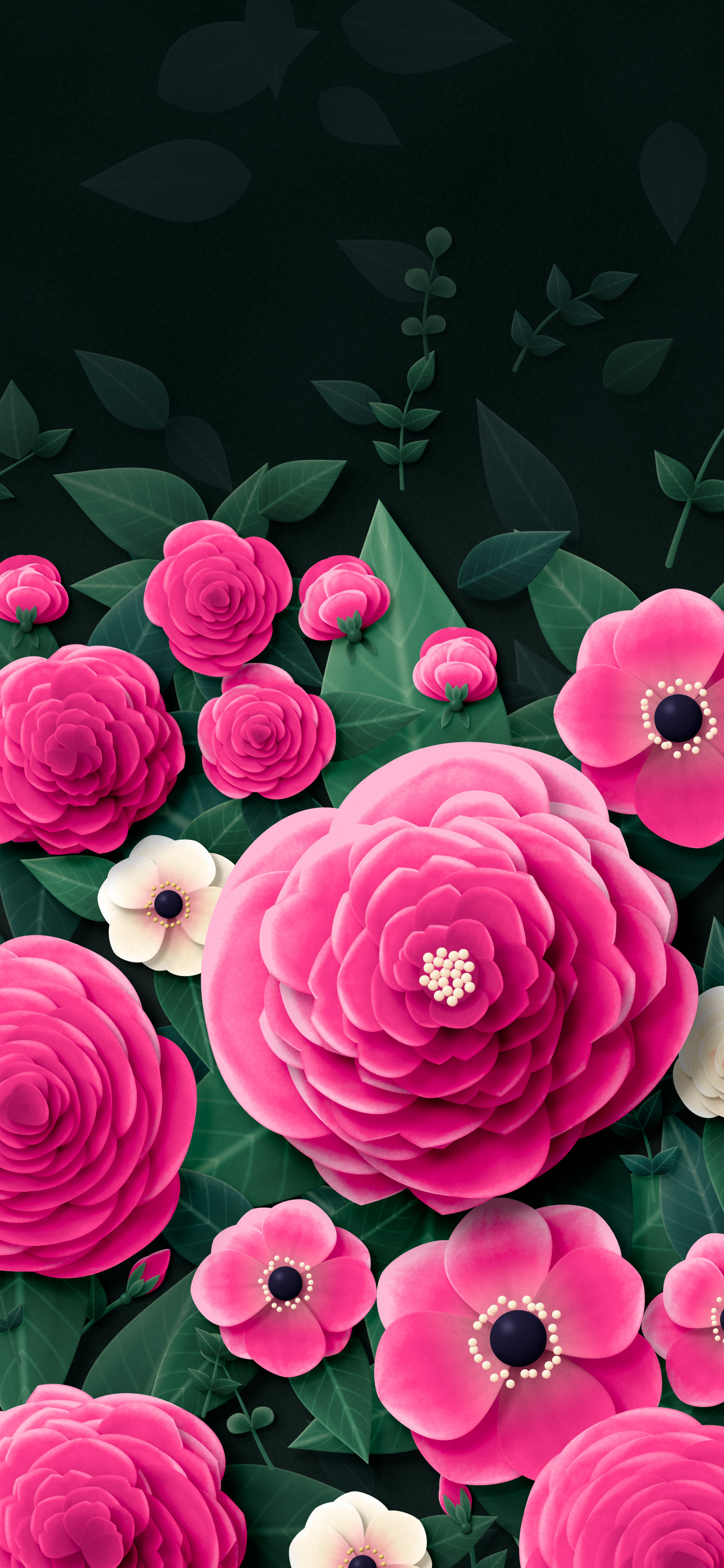 Hot Pink Paper Flower Garden wallpaper for iPhone and Android