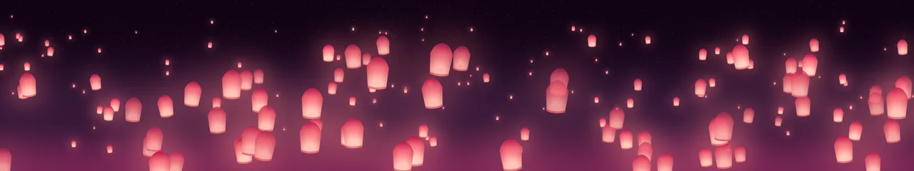 Hot Pink Paper Lanterns triple monitor wallpaper, 7680 × 1440