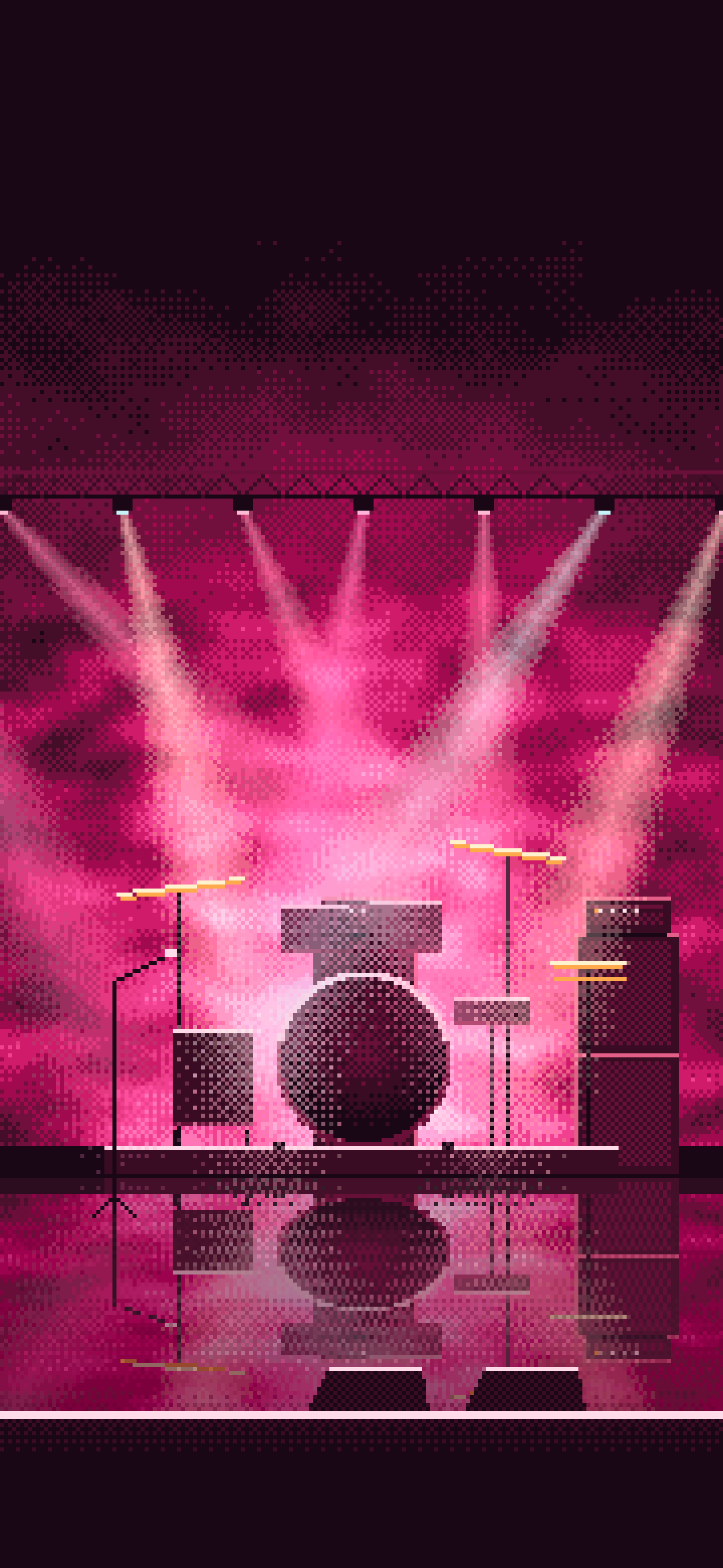 Hot Pink Pixel Art Concert Stage wallpaper for iPhone and Android