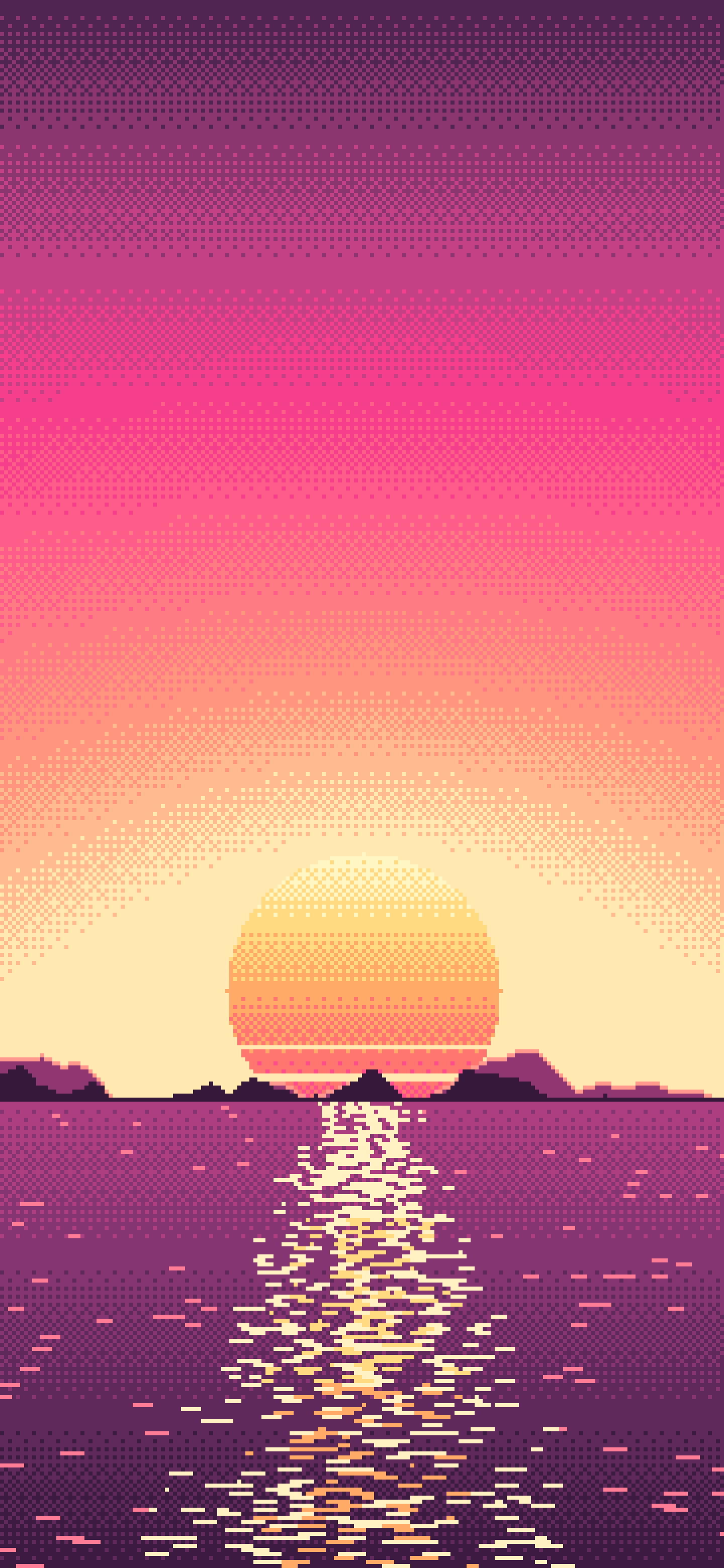 Hot Pink Pixel Art Sunset wallpaper for iPhone and Android