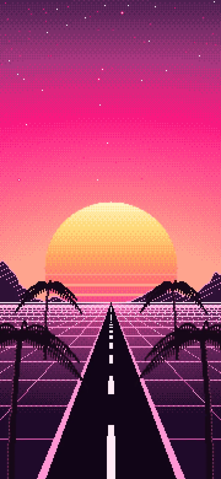 Hot Pink Pixel Art Synthwave wallpaper for iPhone and Android