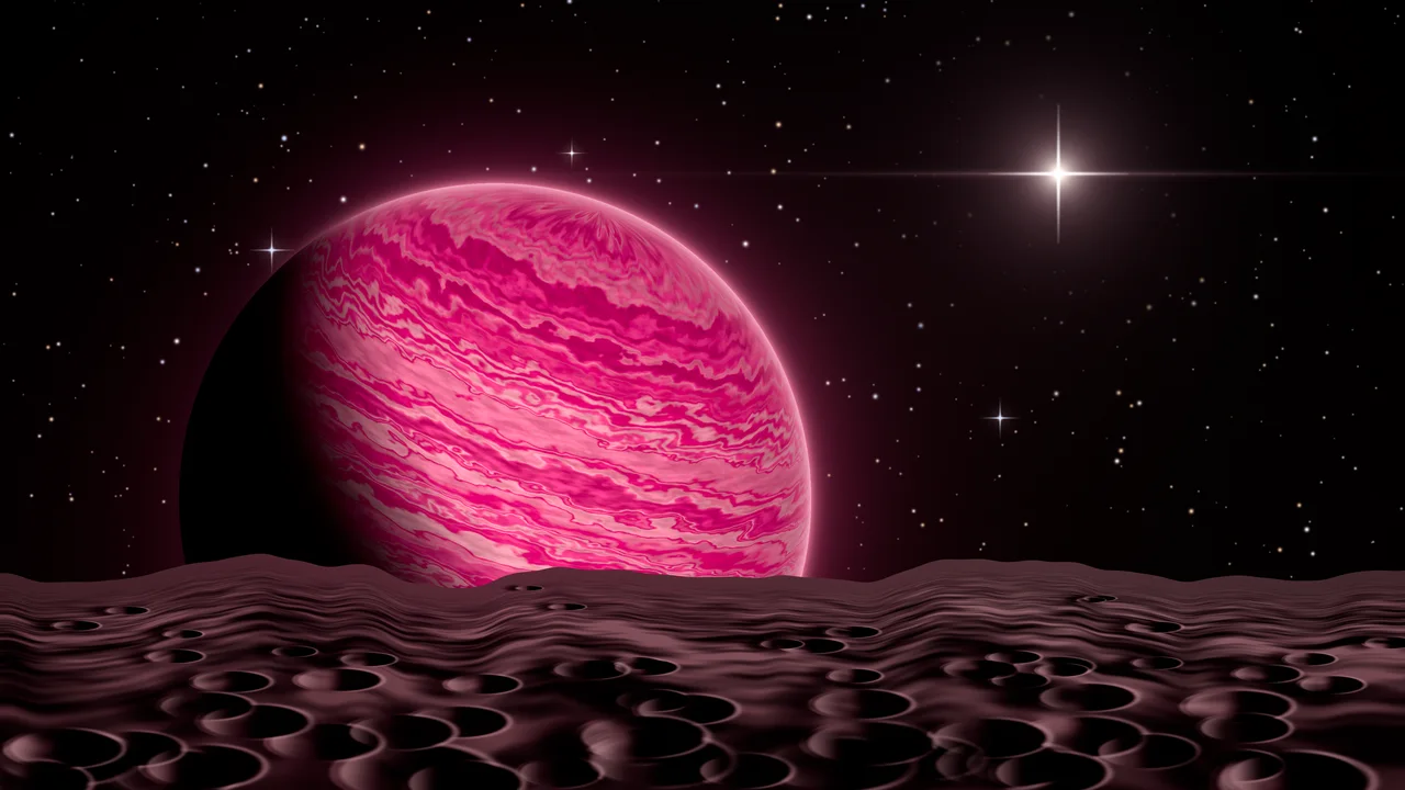 Hot Pink Planet Rise desktop wallpaper in 4K