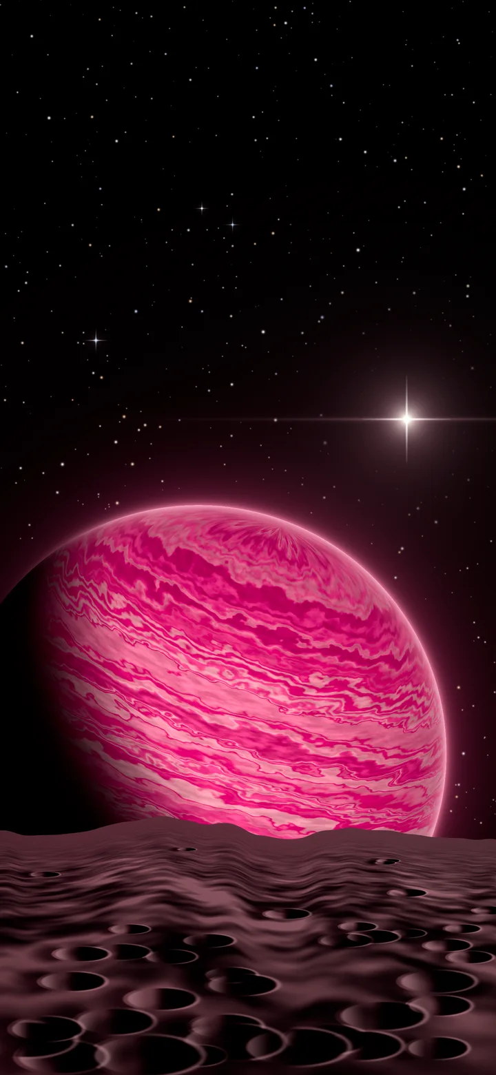 Hot Pink Planet Rise wallpaper for iPhone and Android