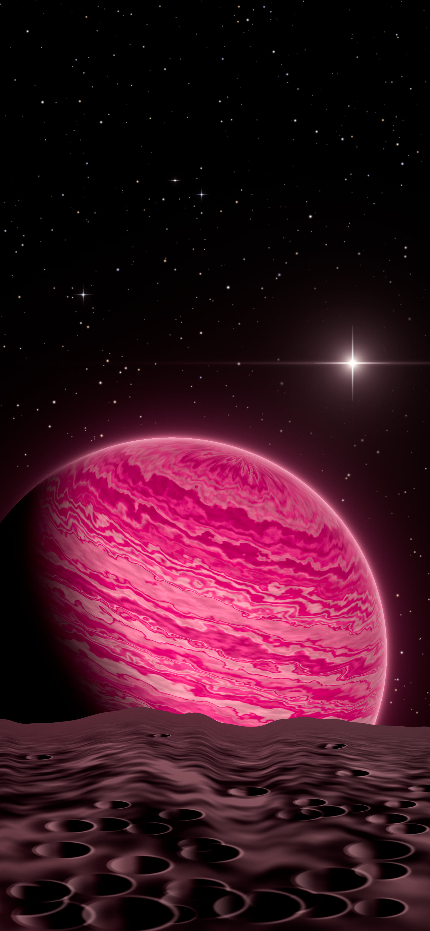 Hot Pink Planet Rise wallpaper for iPhone and Android