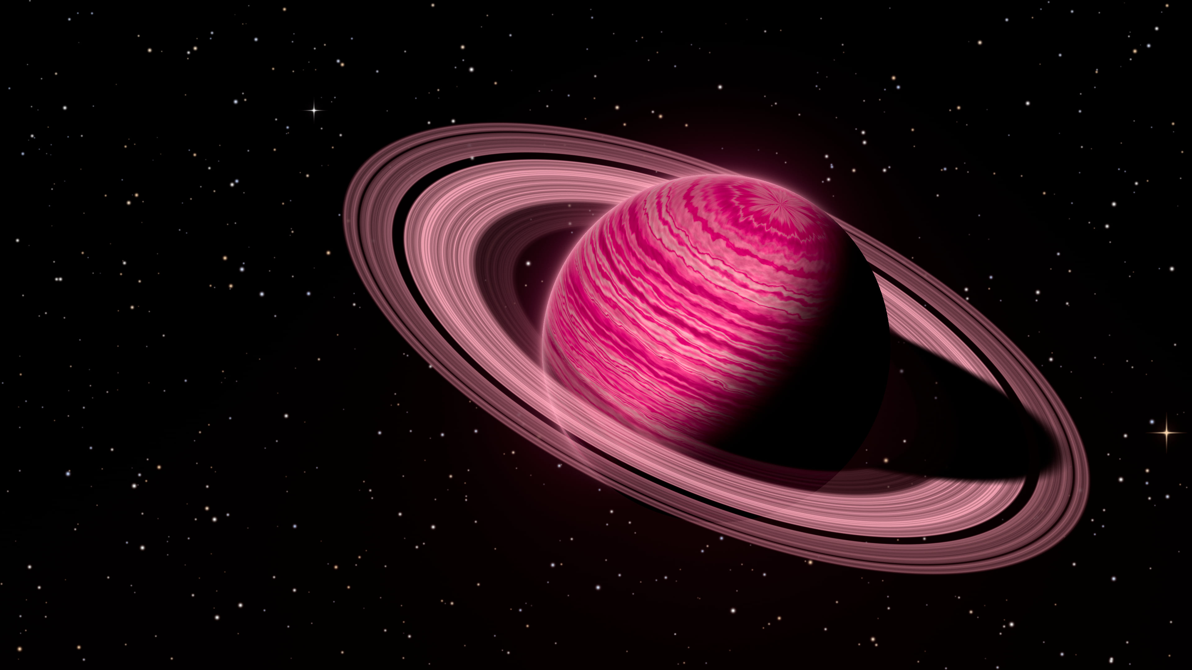 Hot Pink Ringed Saturn desktop wallpaper in 4K