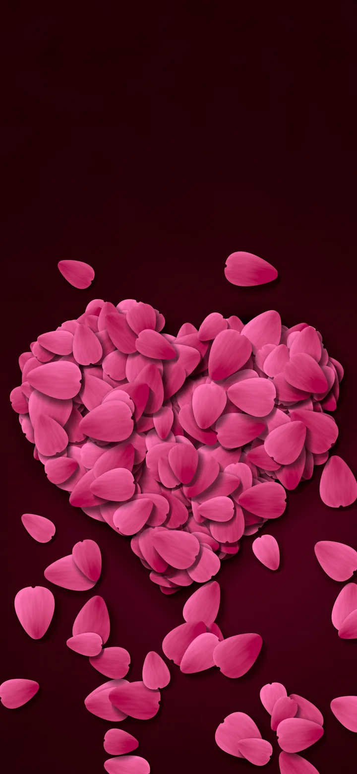 Hot Pink Rose Petal Heart wallpaper for iPhone and Android