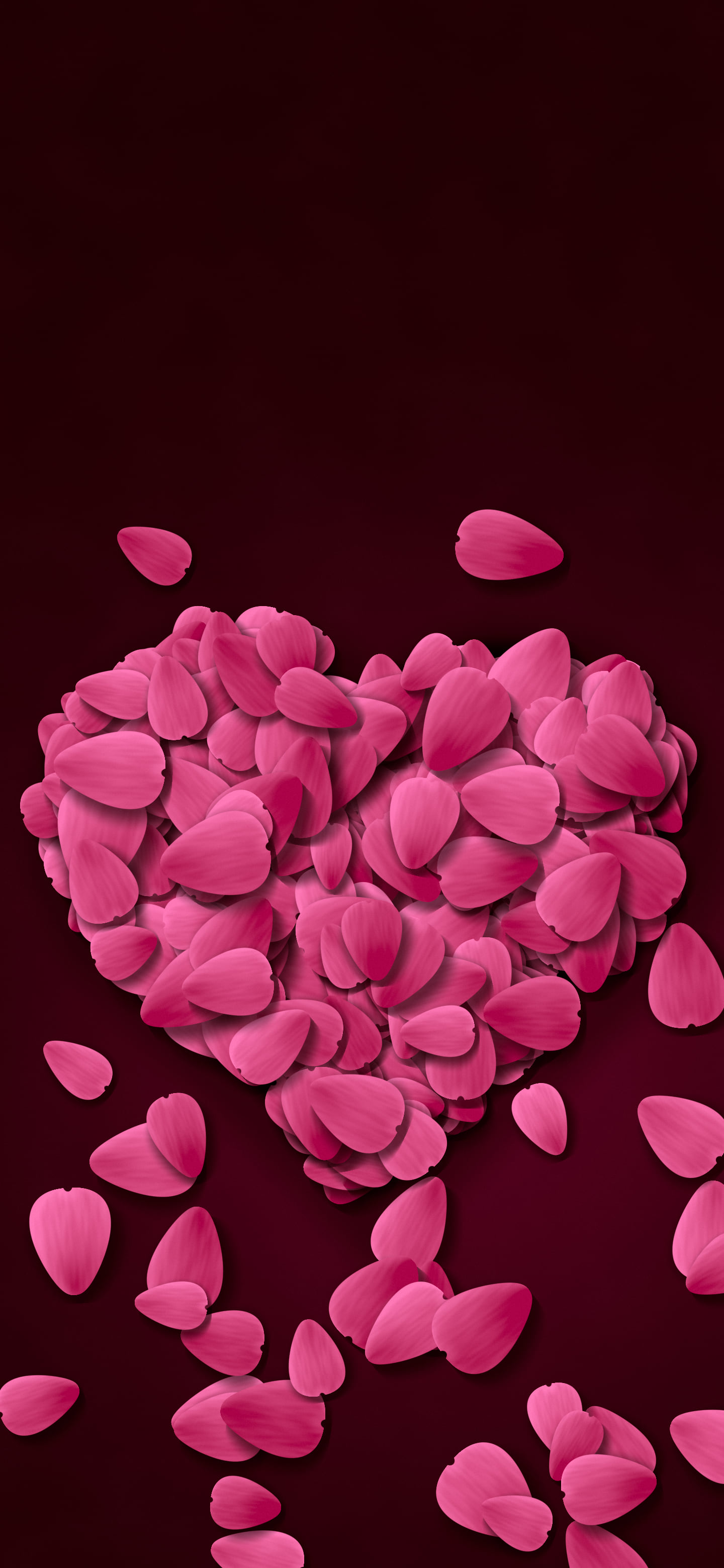 Hot Pink Rose Petal Heart wallpaper for iPhone and Android