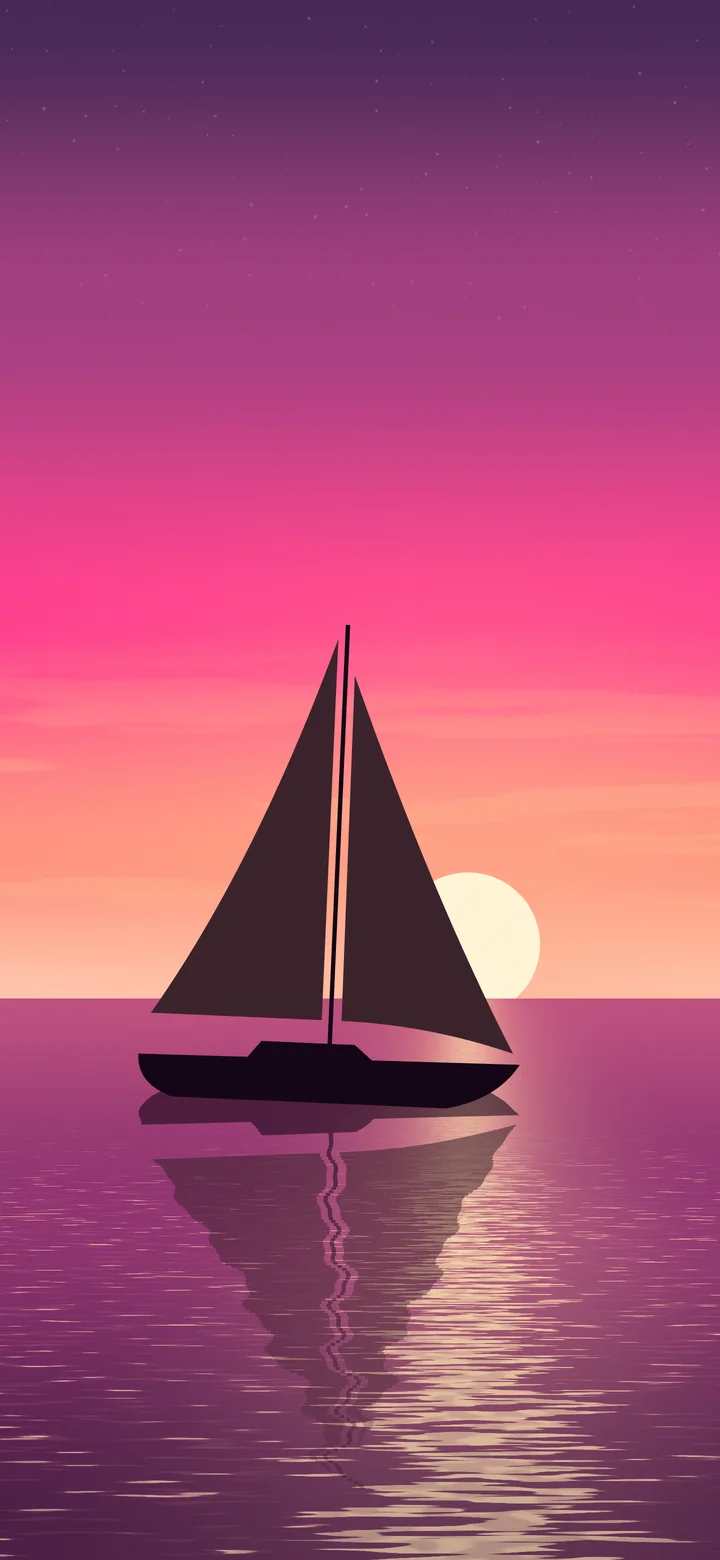 Hot Pink Sailboat Sunset wallpaper for iPhone and Android