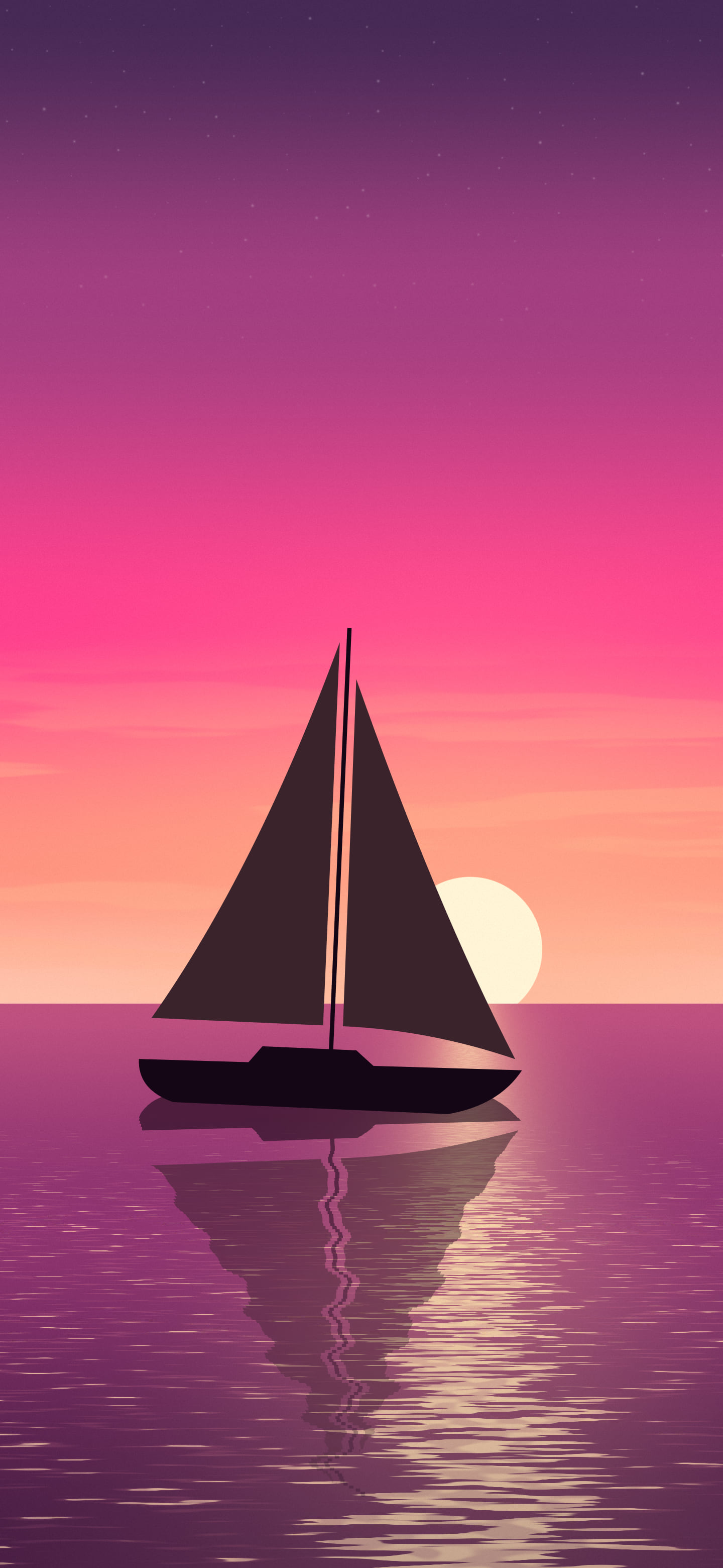 Hot Pink Sailboat Sunset wallpaper for iPhone and Android