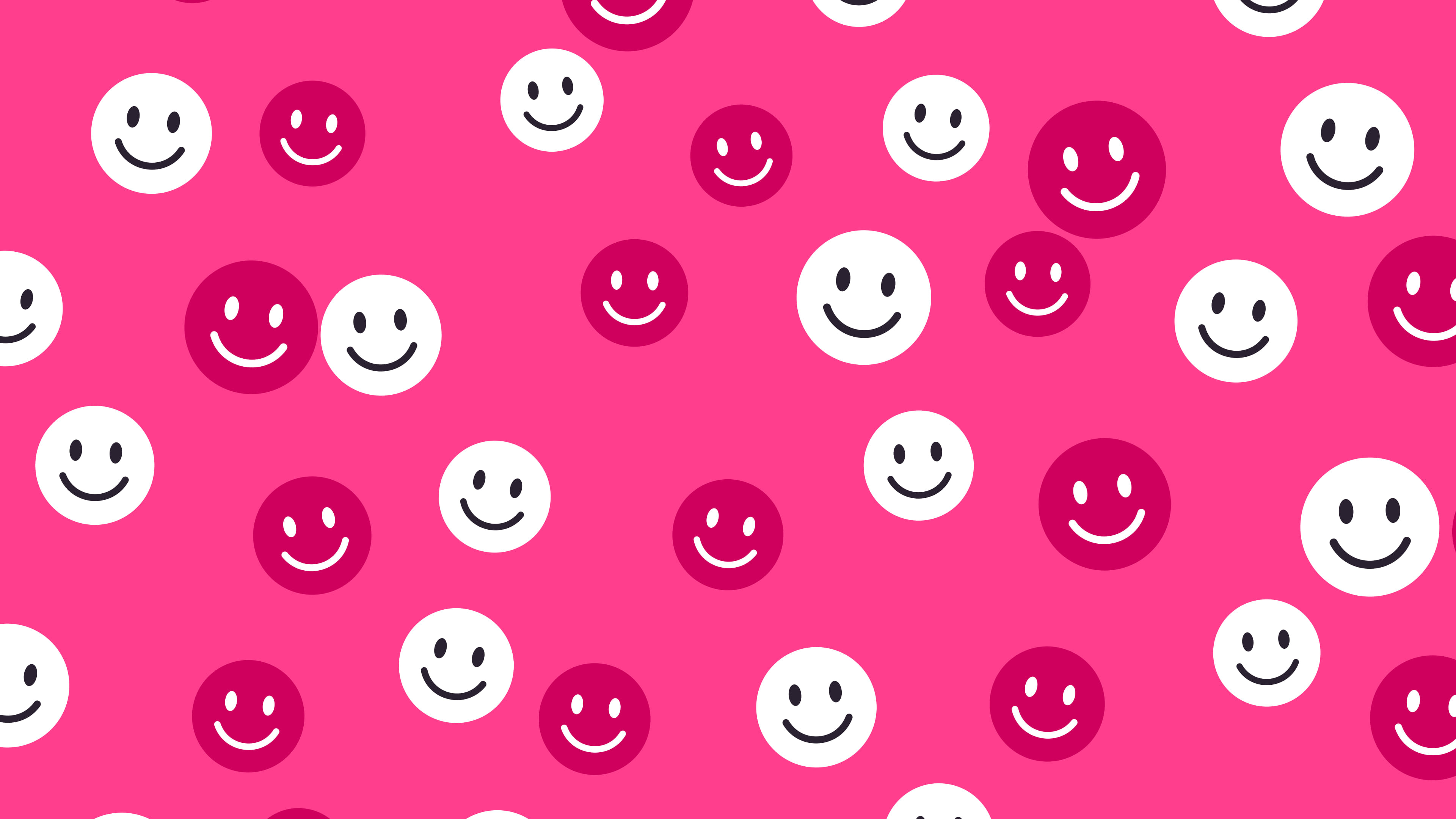 Hot Pink Smiley Face Pattern desktop wallpaper in 4K